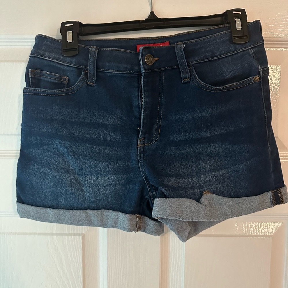 Guess Blue Jean Shorts High-Waisted Cuffed
